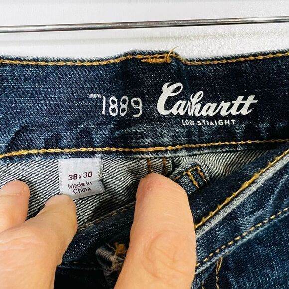 Carhartt Men's Dark Blue Loose Straight Leg Jeans Size 38 - Picture 3 of 7